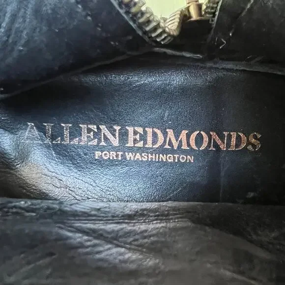 Allen Edmonds Black Suede Leather Lug Sole Side Zip Boots Size 9.5D